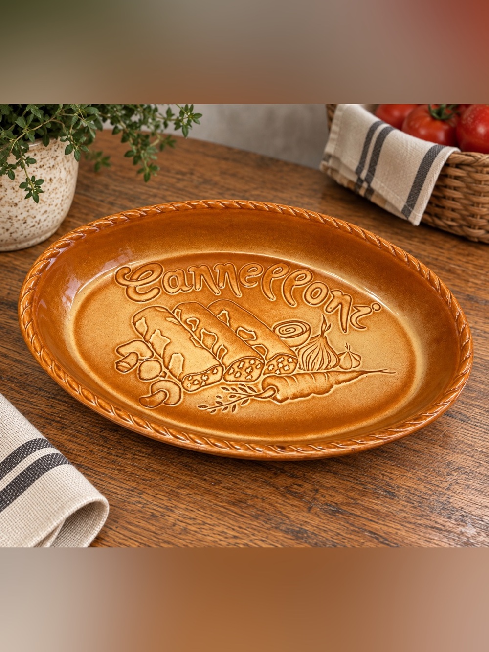 Vintage Gourmet “Cannelloni” Ceramic Serving Platter – Italy Style